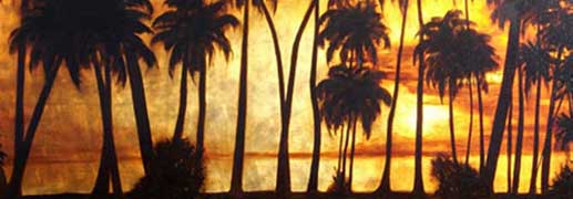 Closeup of Gabriel Burchman's Painting: Kapiolani Park
